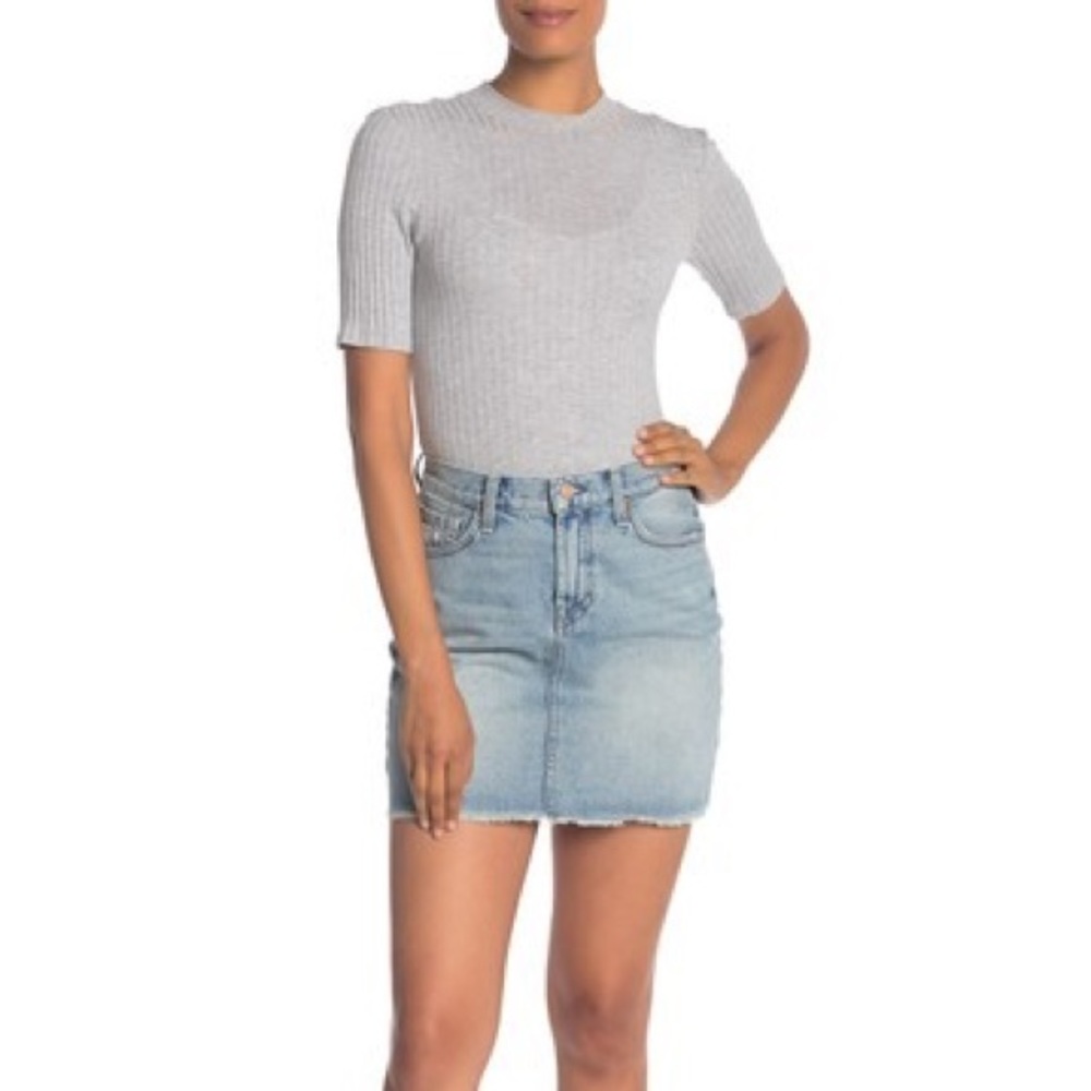7 For All Mankind Frayed Hem High Waist Mini Skirt